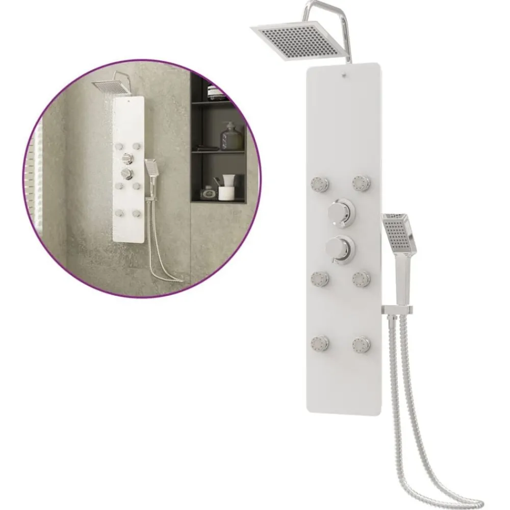 Plomberie-vidaXL Panneau de douche Verre 25x47,5x130 cm Blanc