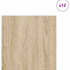 Arts & Loisirs-vidaXL Panneaux décoratifs 12 pcs Chêne Sonoma 30 x 30 x 0,27 cm Ch&ecirc;ne sonoma