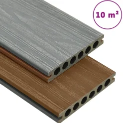 vidaXL Panneaux de terrasse et accessoires WPC Marron/gris 10 m² 2,2 m