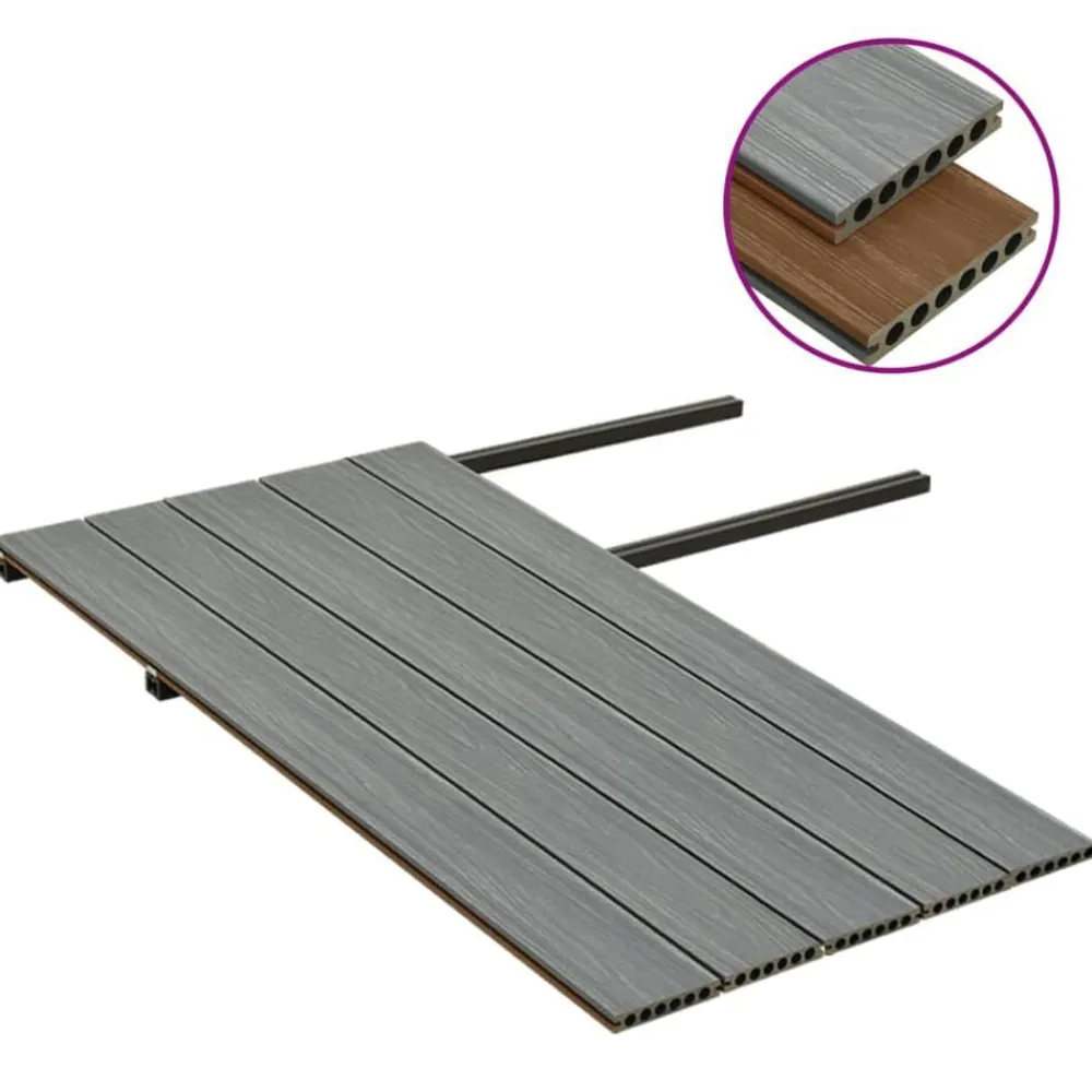 vidaXL Panneaux de terrasse et accessoires WPC Marron/gris 10 m² 2,2 m