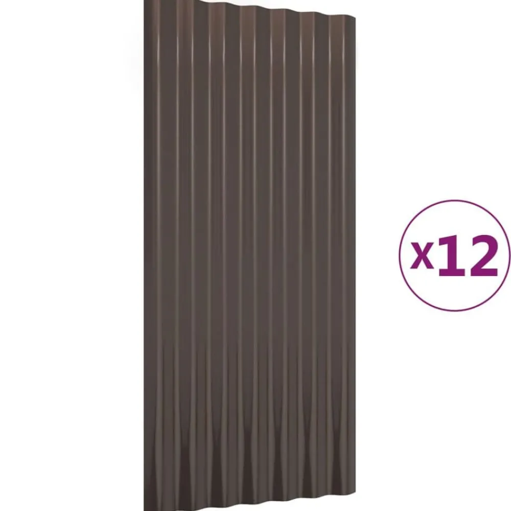 Matériaux De Construction-vidaXL Panneaux de toit 12 pcs Acier galvanisé 80x36 cm Marron
