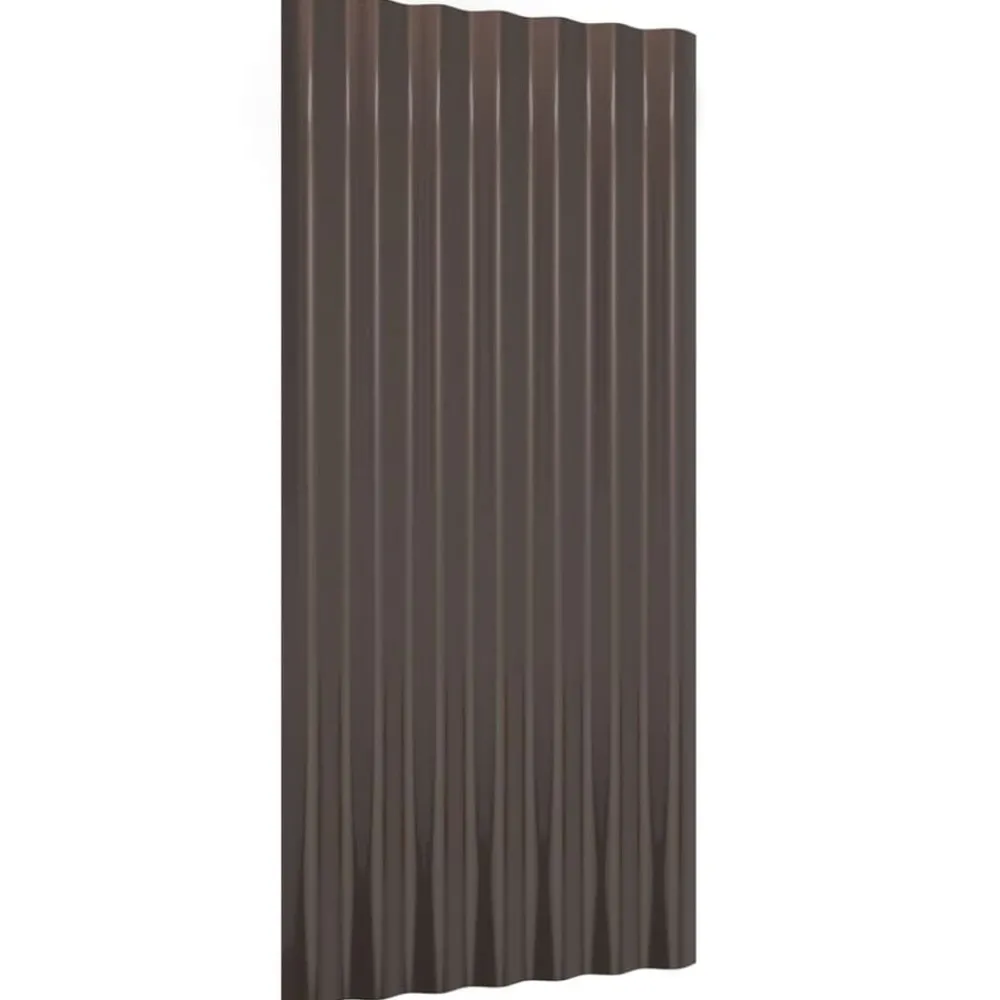 Matériaux De Construction-vidaXL Panneaux de toit 12 pcs Acier galvanisé 80x36 cm Marron