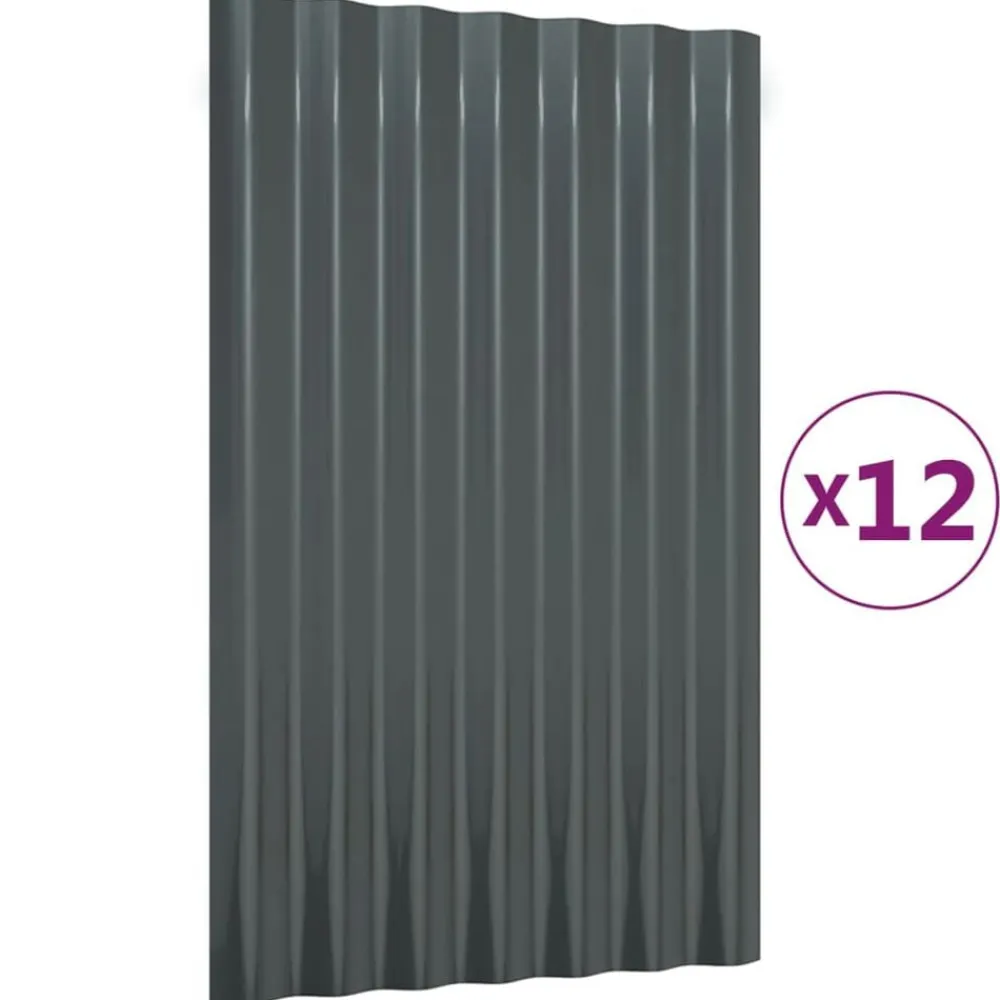 Matériaux De Construction-vidaXL Panneaux de toit 12 pcs Acier galvanisé 60x36 cm Anthracite