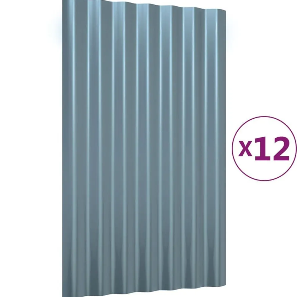 Matériaux De Construction-vidaXL Panneaux de toit 12 pcs Acier galvanisé 60x36 cm Gris