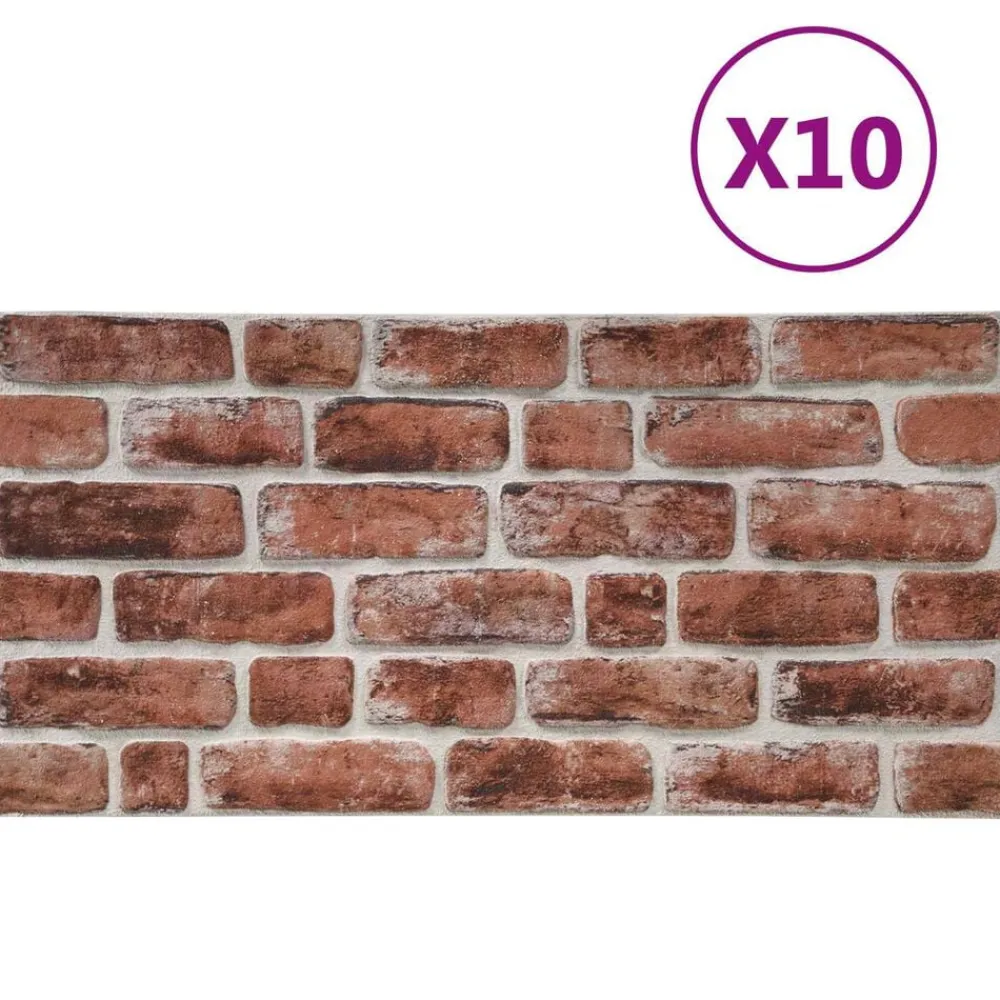 Matériaux De Construction-vidaXL Panneaux muraux 10 pcs 100 x 50 cm marron foncé et blanc