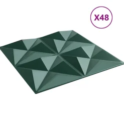 vidaXL Panneaux muraux 48 pcs Vert Origami 50 x 50 cm Mousse XPS