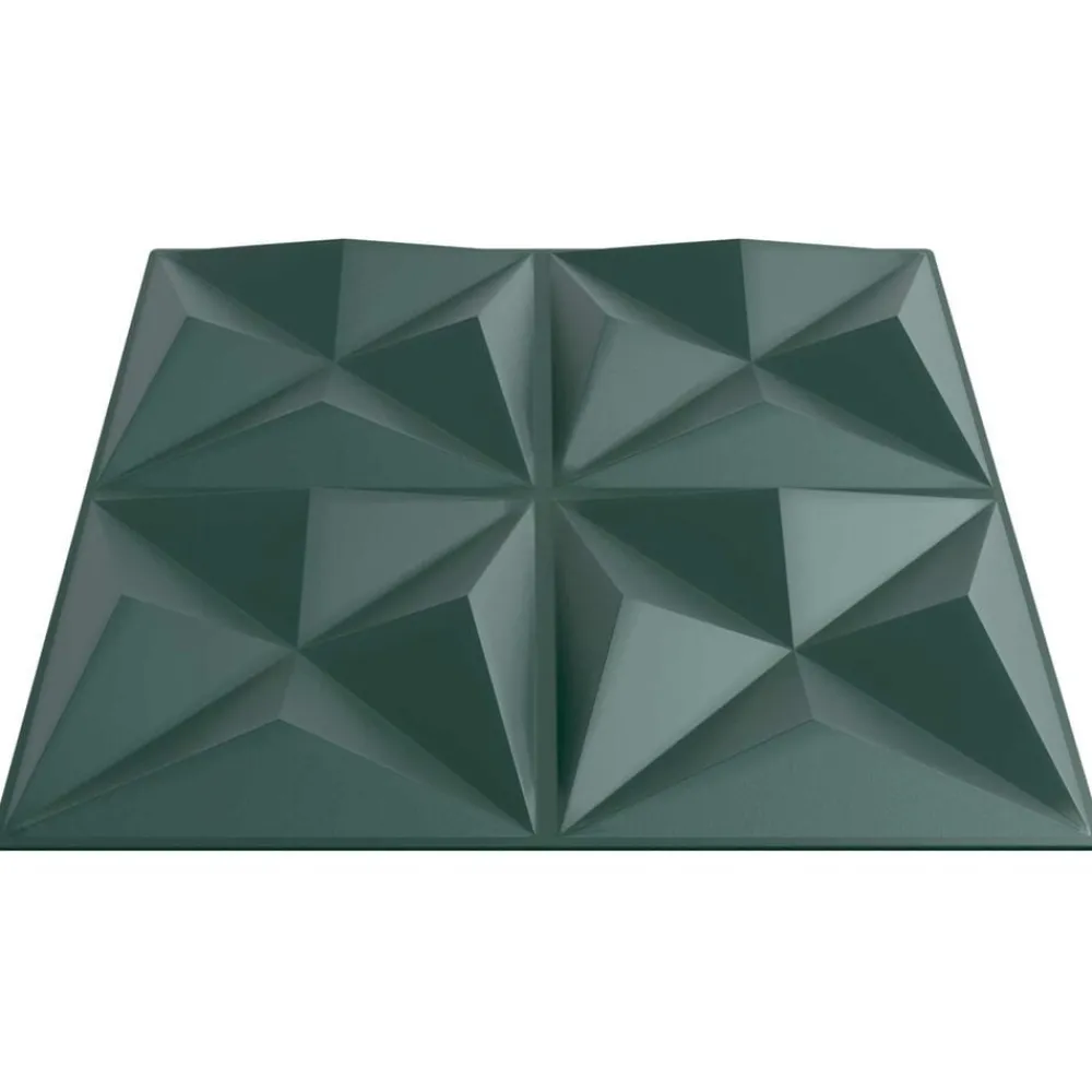 vidaXL Panneaux muraux 48 pcs Vert Origami 50 x 50 cm Mousse XPS