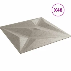 vidaXL Panneaux muraux 48 pcs Béton Étoile 50 x 50 cm Mousse XPS