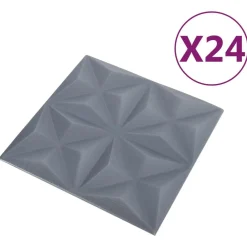 vidaXL Panneaux muraux 24 pcs Origami Gris 50 x 50 cm Mousse XPS