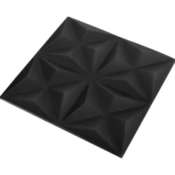 vidaXL Panneaux muraux 24 pcs Origami Noir 50 x 50 cm Mousse XPS