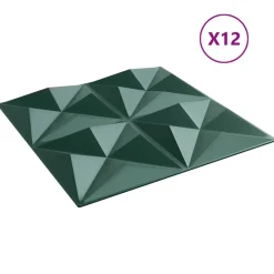 vidaXL Panneaux muraux 12 pcs Vert Origami 50 x 50 cm Mousse XPS