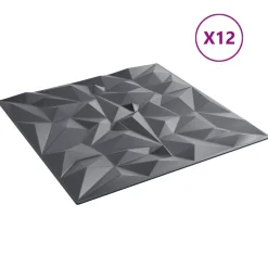 vidaXL Panneaux muraux 12 pcs Gris Améthyste 50 x 50 cm Mousse XPS