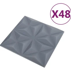vidaXL Panneaux muraux 48 pcs Origami Gris 50 x 50 cm Mousse XPS