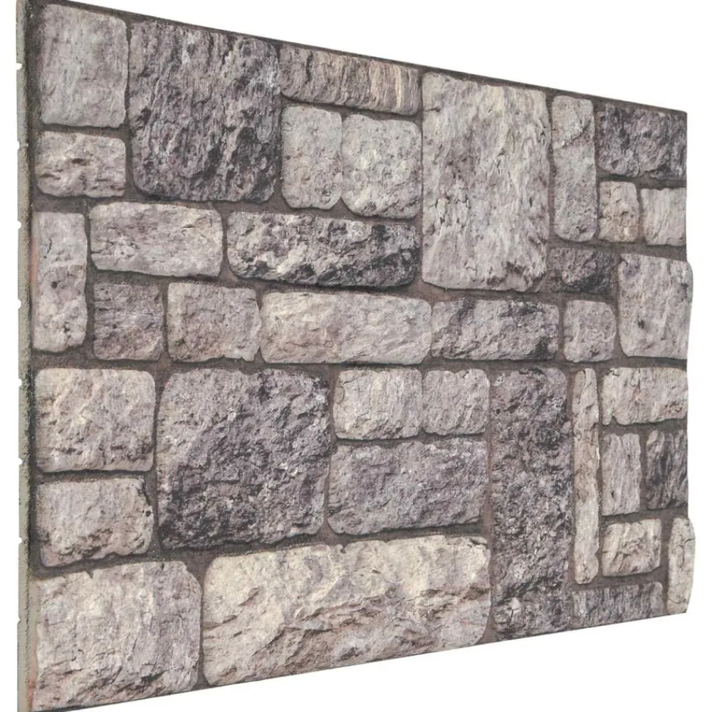 Matériaux De Construction-vidaXL Panneaux muraux 10 pcs 100 x 50 cm Mousse EPS Gris et blanc