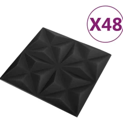 vidaXL Panneaux muraux 48 pcs Origami Noir 50 x 50 cm Mousse XPS