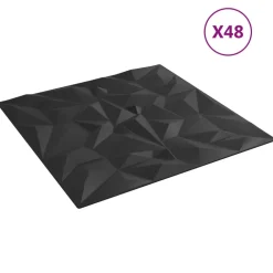 Matériaux De Construction-vidaXL Panneaux muraux 48 pcs 50 x 50 cm Mousse XPS Noir