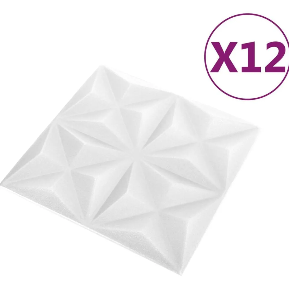Matériaux De Construction-vidaXL Panneaux muraux 12 pcs 50 x 50 cm Mousse XPS Blanc origami
