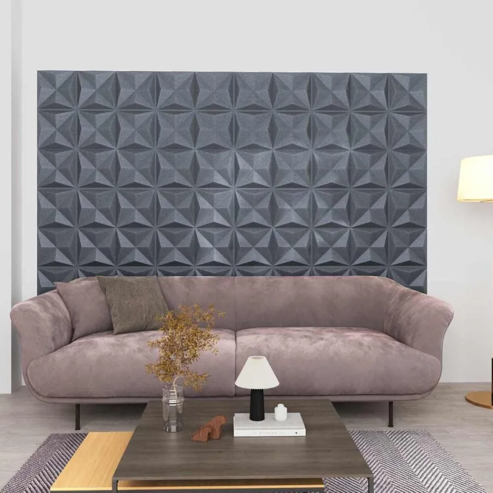 Matériaux De Construction-vidaXL Panneaux muraux 12 pcs Origami Gris 50 x 50 cm Mousse XPS Gris origami