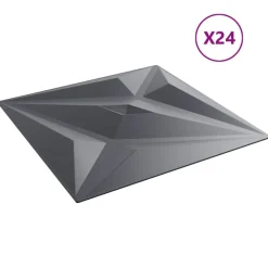 Matériaux De Construction-vidaXL Panneaux muraux Étoile 24 pcs Gris Étoile 50 x 50 cm Mousse XPS &Eacute;toile gris