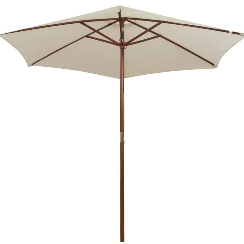 Pelouses & Jardins-vidaXL Parasol avec poteau en bois 270 x 270 cm Blanc crème Crème