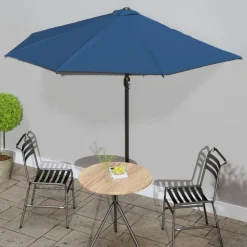Pelouses & Jardins-vidaXL Parasol de balcon avec mât en aluminium Bleu 300x155x223cm Demi Bleu foncé