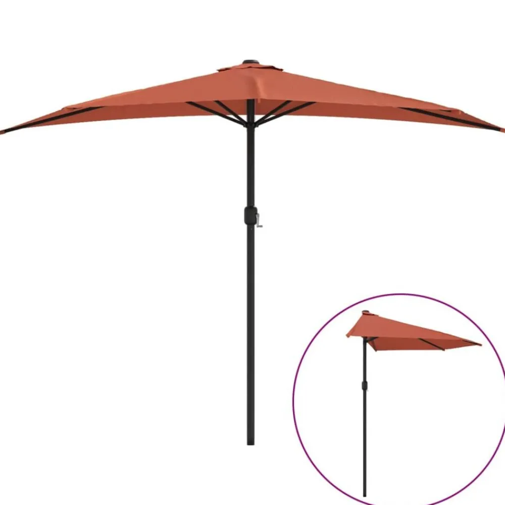 vidaXL Parasol de balcon et mât en aluminium Terre cuite 300x155x223cm