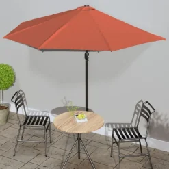vidaXL Parasol de balcon et mât en aluminium Terre cuite 300x155x223cm