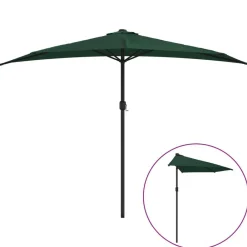 vidaXL Parasol de balcon avec mât en aluminium Vert 300x155 cm Demi