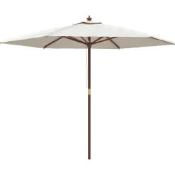 vidaXL Parasol de jardin avec mât en bois sable 299x240 cm