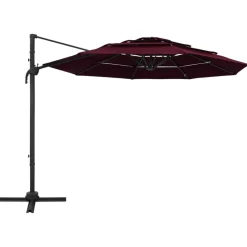 Pelouses & Jardins-vidaXL Parasol de jardin à 4 niveaux mât en aluminium Rouge bordeaux