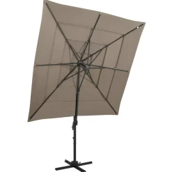 Pelouses & Jardins-vidaXL Parasol de jardin à 4 niveaux avec mât en aluminium Taupe