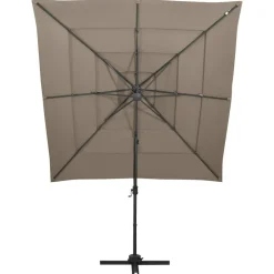 Pelouses & Jardins-vidaXL Parasol de jardin à 4 niveaux avec mât en aluminium Taupe