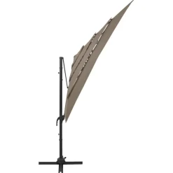 Pelouses & Jardins-vidaXL Parasol de jardin à 4 niveaux avec mât en aluminium Taupe