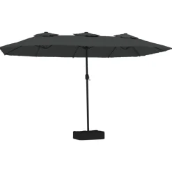 Pelouses & Jardins-vidaXL Parasol de jardin à double tête avec LED 449x265 cm Anthracite