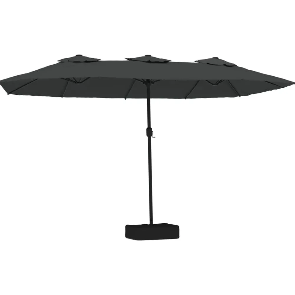 Pelouses & Jardins-vidaXL Parasol de jardin à double tête avec LED 449x265 cm Anthracite