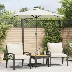 Pelouses & Jardins-vidaXL Parasol de jardin avec mât en acier 225x225x212 cm Blanc