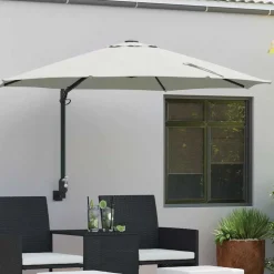 Pelouses & Jardins-vidaXL Parasol de jardin 248 x 248 x 148 cm Polyester et Acier Sable