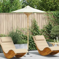 Pelouses & Jardins-vidaXL Parasol de jardin Blanc crème Ø 270 x 260 cm Bambou Blanc cr&egrave;me