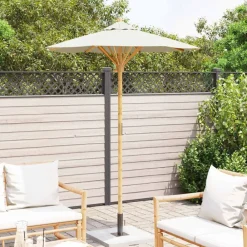 Pelouses & Jardins-vidaXL Parasol de jardin Blanc crème Ø 270 x 260 cm Bambou Blanc crème
