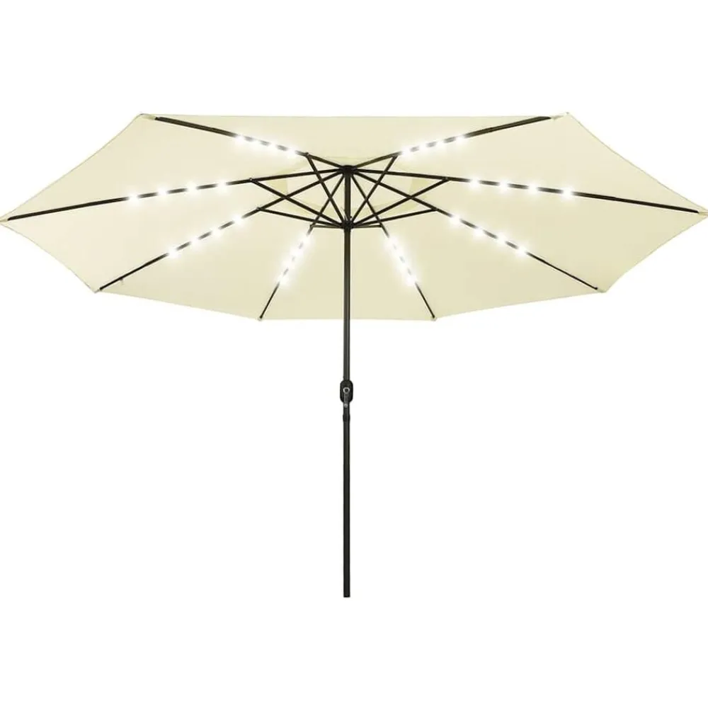 vidaXL Parasol de jardin avec lumières LED et mât en métal 400cm sable