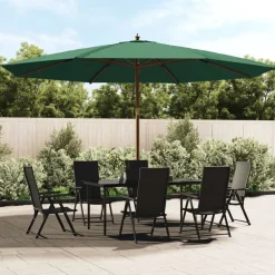 vidaXL Parasol de jardin avec mât en bois 400x273 cm