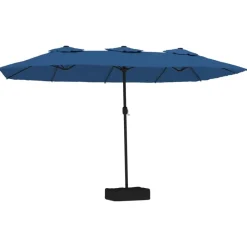 Pelouses & Jardins-vidaXL Parasol de jardin à double tête avec LED azuré 449x265 cm Bleu