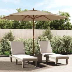 Pelouses & Jardins-vidaXL Parasol de jardin avec mât en bois 299x240 cm Taupe