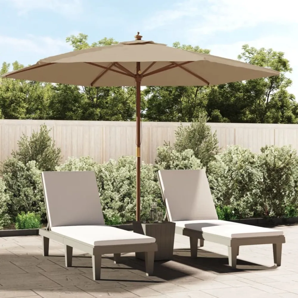 Pelouses & Jardins-vidaXL Parasol de jardin avec mât en bois 299x240 cm Taupe