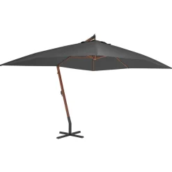 vidaXL Parasol de jardin en porte-à-faux avec mât en bois