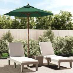 Pelouses & Jardins-vidaXL Parasol de jardin avec mât en bois 196x231 cm Vert