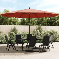 Pelouses & Jardins-vidaXL Parasol de jardin avec mât en bois terre cuite 400x273 cm Couleur terre cuite