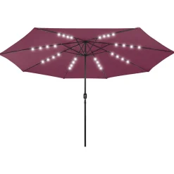 Pelouses & Jardins-vidaXL Parasol de jardin avec lumières LED mât en métal Rouge bordeaux
