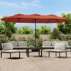 Pelouses & Jardins-vidaXL Parasol de jardin à double tête terre cuite 449x265 cm Couleur terre cuite