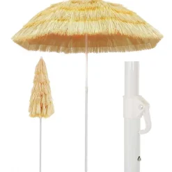 vidaXL Parasol de plage Naturel 180 cm Style hawaïen